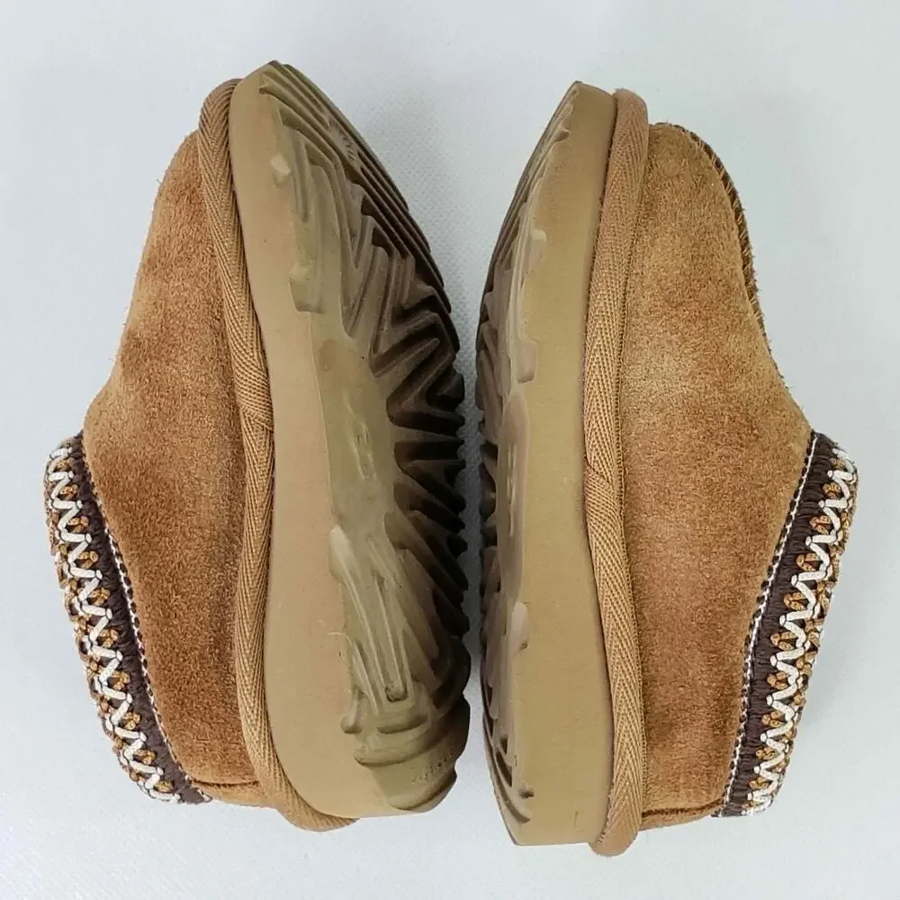 UGG Tasman II Slipper Kids Size 6 Chestnut Suede Brown Shearling Lined